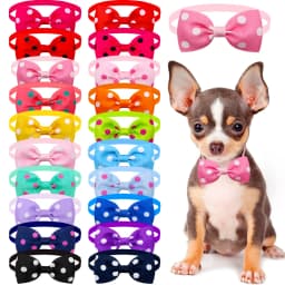 10/20PCS Dog Acccessories Adjustable Bowtie For Small Dog Cat Solid Color Polka Dot Style Bow Tie Necklace Pet Grooming Supplies