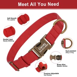 Personalized Anti-lost Dog Collar Custom Dog ID Tag Collars Soft PU Leather Pet Collars Free Engraved Metal Buckle For Bulldog