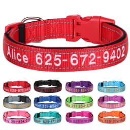 Custom Nylon Embroidered Dog Collar Personalized Pet ID Name Collars Refletive Necklace for Small Medium Large Dogs Accessories