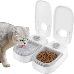 Dog Feeder Cat Automatic Feeding Water Bowl White Pet Food Storage Dispenser Container Pets Puppy Kitten Accessories