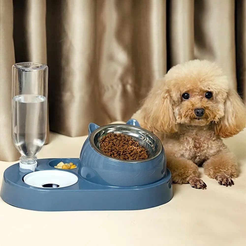 Food Container with Waterer Pet Waterer Feeder 2-in-1 Cat Bowl Water Dispenser Automatic Water Storage Pet Dog Cat Food Bowl
