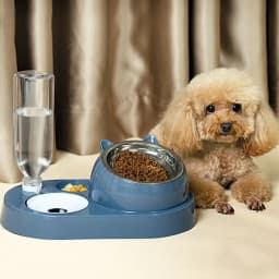 Food Container with Waterer Pet Waterer Feeder 2-in-1 Cat Bowl Water Dispenser Automatic Water Storage Pet Dog Cat Food Bowl