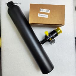 0.38L Matte Black Flat Aluminum Bottle 50mm OD 5/8"-18 UNF Inlet Thread Tank Bottle 20Mpa 4500psi Tank For Cylinder Diving