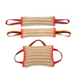 Handles Tough Jute Dog Bite Pillow Linen Tug Toy Aggressive Biting Pad Interactive Pull Chew Bag For Medium Large Pets