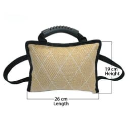 Handles Tough Jute Dog Bite Pillow Linen Tug Toy Aggressive Biting Pad Interactive Pull Chew Bag For Medium Large Pets