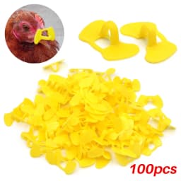 100Pcs Chicken Glasses Yellow Plastic No Bolt Chicken Glasses Anti-pecking Glasses for Chicken Pheasant Poultry Equipments