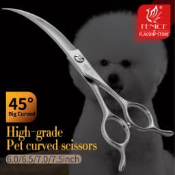 Fenice Big Super Curved Scissors 45° 6/6.5/7/7.5inch Pet Dog Grooming Scissors Pets Hair Curved Shears ножницы Tijeras Tesoura