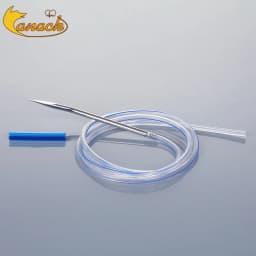 Canack 10pcs Pet Animal 100% Medical Silicone Round Channel Fluted Drains with Trocar
