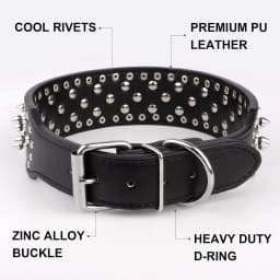 Spiked large dog collar For Medium Large Breeds L-3XL Pitbull Mastiff Boxer PU leather 4 colors big dog collar for large dog