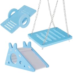 3Pcs Hamster Play Toy Guinea Pig Seesaw Hamster Ladder Hanging Chain Swing Easy Assembly DIY Hamster Cage Accessories