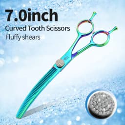 Fenice 6.5/7.0/7.5 inch Pet Hairdressing Shears JP440C Diamonds Curved Tooth Scissors for Dog beauty Thinning Rate 50%-55%