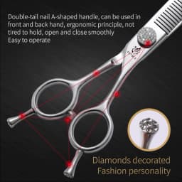 Fenice 6.5/7.0/7.5 inch Pet Hairdressing Shears JP440C Diamonds Curved Tooth Scissors for Dog beauty Thinning Rate 50%-55%