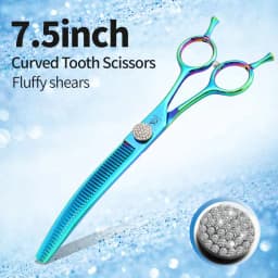 Fenice 6.5/7.0/7.5 inch Pet Hairdressing Shears JP440C Diamonds Curved Tooth Scissors for Dog beauty Thinning Rate 50%-55%