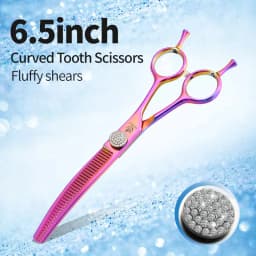 Fenice 6.5/7.0/7.5 inch Pet Hairdressing Shears JP440C Diamonds Curved Tooth Scissors for Dog beauty Thinning Rate 50%-55%