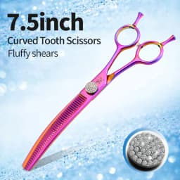 Fenice 6.5/7.0/7.5 inch Pet Hairdressing Shears JP440C Diamonds Curved Tooth Scissors for Dog beauty Thinning Rate 50%-55%