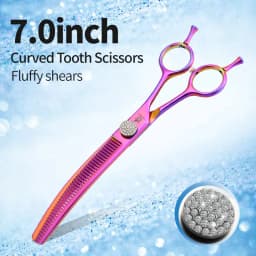 Fenice 6.5/7.0/7.5 inch Pet Hairdressing Shears JP440C Diamonds Curved Tooth Scissors for Dog beauty Thinning Rate 50%-55%