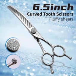 Fenice 6.5/7.0/7.5 inch Pet Hairdressing Shears JP440C Diamonds Curved Tooth Scissors for Dog beauty Thinning Rate 50%-55%