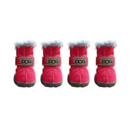 Warm Pet Snow Boots Fashion Waterproof Non Slip Winter Pet Dog Shoes Plush/PU Soft for 4Pcs/Set Winter