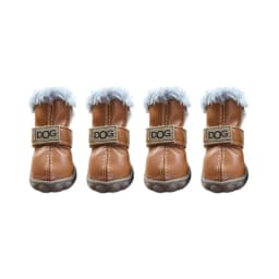 Warm Pet Snow Boots Fashion Waterproof Non Slip Winter Pet Dog Shoes Plush/PU Soft for 4Pcs/Set Winter
