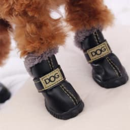 Warm Pet Snow Boots Fashion Waterproof Non Slip Winter Pet Dog Shoes Plush/PU Soft for 4Pcs/Set Winter