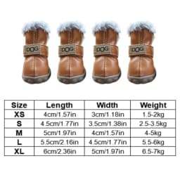 Warm Pet Snow Boots Fashion Waterproof Non Slip Winter Pet Dog Shoes Plush/PU Soft for 4Pcs/Set Winter