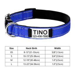 Personalized Reflective Custom Engraved Dog Collars Name ID Tag Luminous Puppy Gleamy Large Unisex Dog Collar