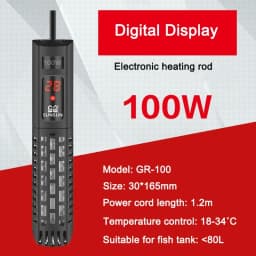 SUNSUN Aquarium Submersible Heater Fish Tank LCD Display Digital Adjustable Water Heating Rod