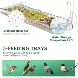 Window Bird Feeder for Outdoors, Clear Bird Feeders Window Mounted with Strong Suction Cups, Transparent Bird House Outside Wild