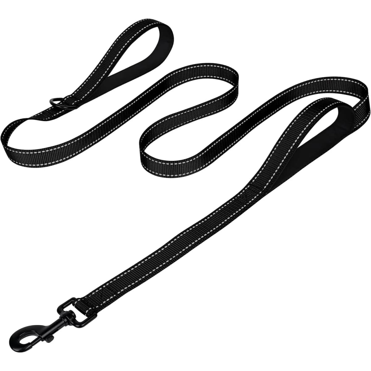Heavy Duty Double Handle Dog Leash with Reflective Strips for Night Safety - Ideal for Large and Extra Large Breeds - Perfect fo