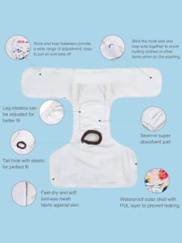 1pc Reusable Female Dog Diaper Washable Puppy Period Diapers for Heat Cycle with Different Sizes