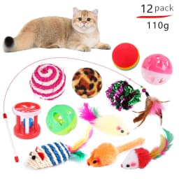 Kitten Toys Variety Cat Toy Combination Set Cat Toy Funny Cat Stick Sisal Mouse Bell Ball Cat Supplies 20 Pcs Set