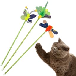 Cat Toy Feather Cats Sticks Feather Sequin Cat Toys Interactive Durable Kitten Teaser Stick Funny Butterfly Toys for Cats Tease