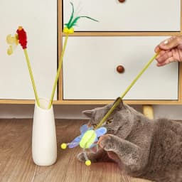 Cat Toy Feather Cats Sticks Feather Sequin Cat Toys Interactive Durable Kitten Teaser Stick Funny Butterfly Toys for Cats Tease