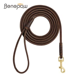 Benepaw Sturdy Genuine Leather Dog Leash Lightweight Comfortable Handle Soft Slim Pet Lead For Puppies Cats Less Than 10kg/22lbs