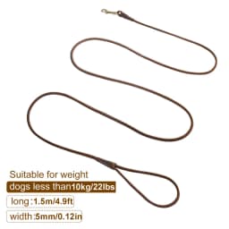 Benepaw Sturdy Genuine Leather Dog Leash Lightweight Comfortable Handle Soft Slim Pet Lead For Puppies Cats Less Than 10kg/22lbs