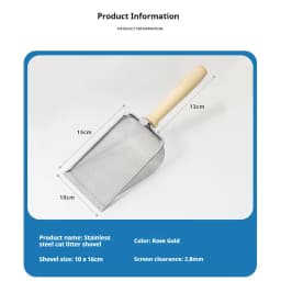 Stainless Steel Cat Litter Scoop, Hollow Hole Design Easy Sift Cat Poop Shovel for Cleaning Kitty Litter Box
