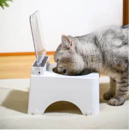 Smart Cat Bowl, Neck Protection, Ceramic Stainless Steel with Lid Cat Food Bowl, Infrared Sensor Auto Open Cover Smart Feeder