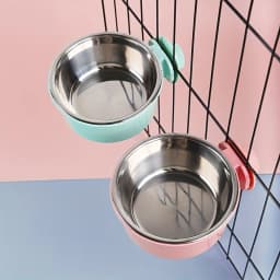 Dog Bowl Anti-tip Fixed Hanging Dog Bowl Dog Cage Stainless Steel Drinking Bowl Pet Bowl Pet Supplies