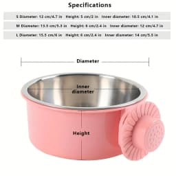 Dog Bowl Anti-tip Fixed Hanging Dog Bowl Dog Cage Stainless Steel Drinking Bowl Pet Bowl Pet Supplies