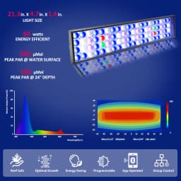 PopBloom H54 WiFI App Control Phone Control Full Spectrum Marine LED Aquarium Light for Coral Reef Fish Tank,Saltwater Lighting