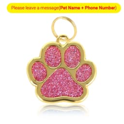 Personalized Collar Pet ID Tag Custom Free Engraved Cat Dog Puppy Name Necklace Gold Paw Glitter Pendant Pet Accessories 3CM