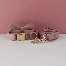 Light Purple Velvet Dog Collar And Leash Set For Dogs Custom Engraved Nameplate Pet Supplies Dog Leash Velvet05