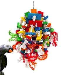 Wooden Bird Toys Large Bird Chewing Toy Parrot Birds Toys Accessories Big Parrot Cage Bite Toy for African Grey Macaws Cockatoos