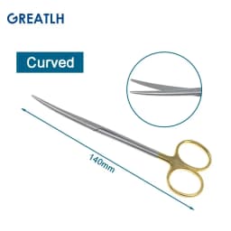 1pcs Autoclavable Tissue Scissors Stainless Steel Golden Handle Blunt Scissors Straight Head Curved Head Surgical Scissors