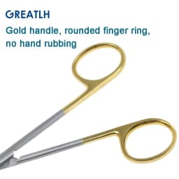 1pcs Autoclavable Tissue Scissors Stainless Steel Golden Handle Blunt Scissors Straight Head Curved Head Surgical Scissors