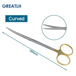 1pcs Autoclavable Tissue Scissors Stainless Steel Golden Handle Blunt Scissors Straight Head Curved Head Surgical Scissors