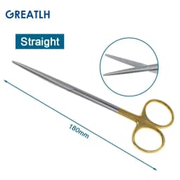 1pcs Autoclavable Tissue Scissors Stainless Steel Golden Handle Blunt Scissors Straight Head Curved Head Surgical Scissors