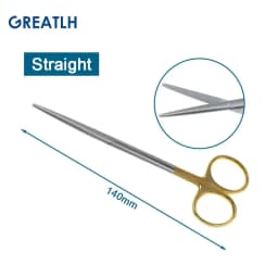 1pcs Autoclavable Tissue Scissors Stainless Steel Golden Handle Blunt Scissors Straight Head Curved Head Surgical Scissors