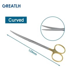 1pcs Autoclavable Tissue Scissors Stainless Steel Golden Handle Blunt Scissors Straight Head Curved Head Surgical Scissors
