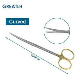 1pcs Autoclavable Tissue Scissors Stainless Steel Golden Handle Blunt Scissors Straight Head Curved Head Surgical Scissors